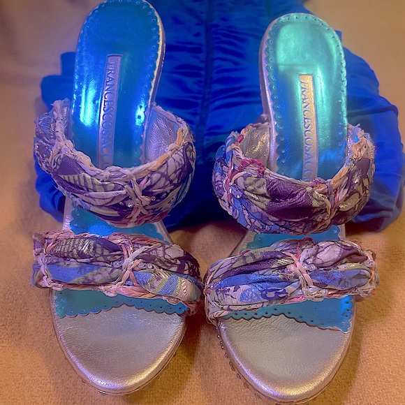 HEELS BY FRANCESCO SACCO SWAROVSKI GOLD/ MULTI COLOR MULE ‘s sz 7 - worn once✨ - Picture 8 of 14